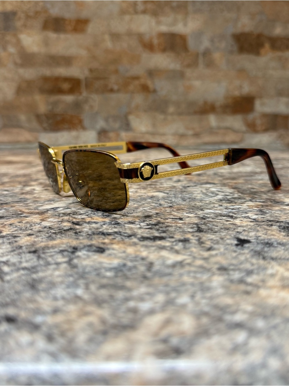 Vintage Versace S 39 Gold Tortoise Shell Sunglasses 90s